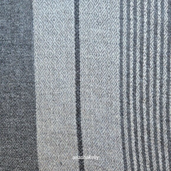 NWOT Cashmere Scarf Light and Dark Grey Stripe Diamond Weave - Picture 6 of 14